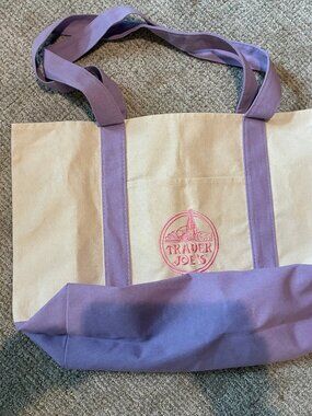 TRADER JOE'S Large Pastel Canvas Tote Bag Lavender Limited 2026